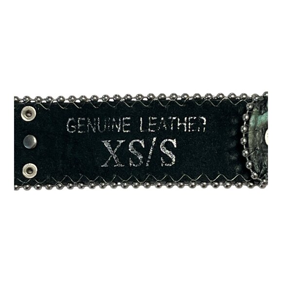 NEW w/ Flaws – XS/S Western Leather Belt w/ Turquoise Rhinestone Cross Conchos, - Picture 7 of 9